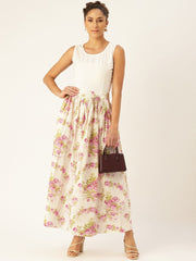 Women Off white Floral Printed Skirt