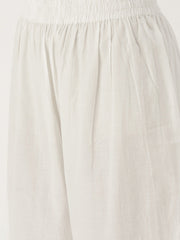 Women White Three-Quarter Sleeves Straight Kurta with Palazzo Set