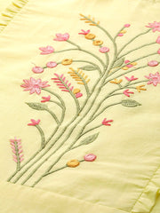 Women Yellow & Pink Embroidered Kurta with Palazzos & Dupatta