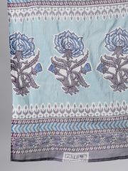 Women Blue Three-Quarter Sleeves Straight Kurta Palazzo With Dupatta