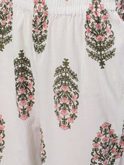 Women White Three-Quarter Sleeves Flared Kurta and Palazzo Set