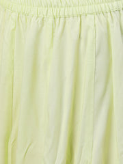 Women Lime Yellow Three-Quarter Sleeves Straight Kurta Skirt Set With Dupatta