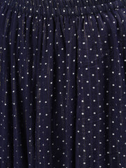 Women Navy blue polka dot printed maxi skirt