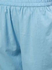 Women Light blue Three-Quarter Sleeves Flared Kurta Palazzo With Dupatta