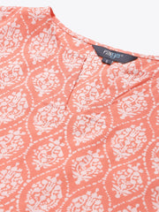 Womens Peach & Off White Printed Night Suit