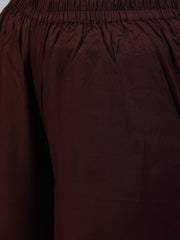 Women Dark Brown Sequence Straight Kurta Plazzo & Net Dupatta