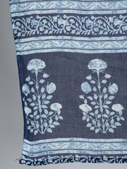 Women Indigo Blue Printed Straight kurta with Plazo & Dupatta