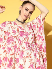 Women off-White Printed Kaftan Kurta