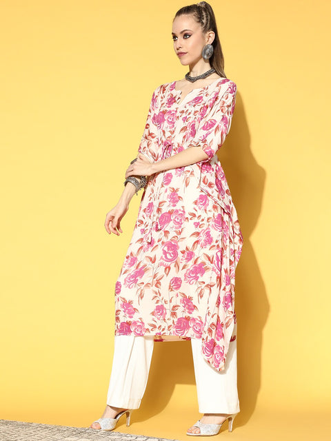 Women off-White Printed Kaftan Kurta