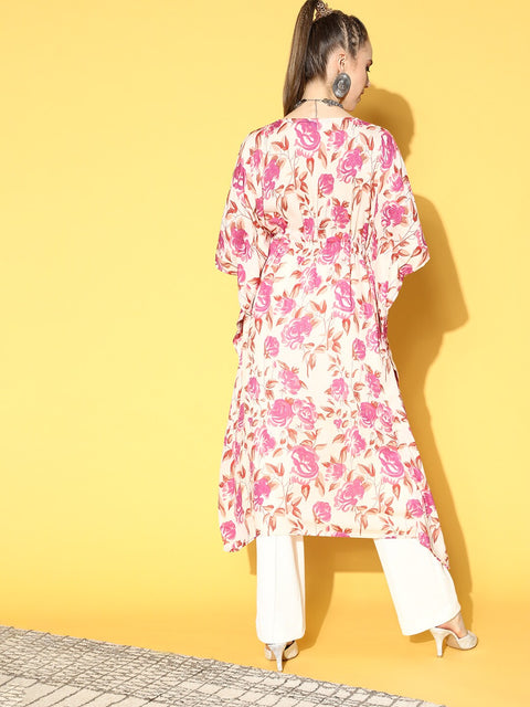 Women off-White Printed Kaftan Kurta