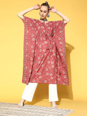 Women Pink Printed Kaftan Kurta