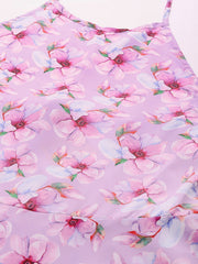 Women Pink Floral Printed Halter Dress