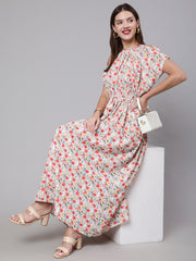 Women Multi Printed Flared Dress With Halter Neck