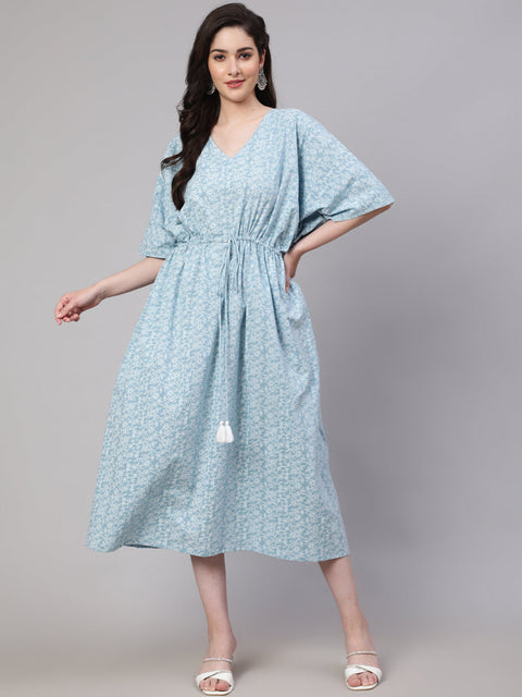 Women Blue Ethnic Printed Kaftan