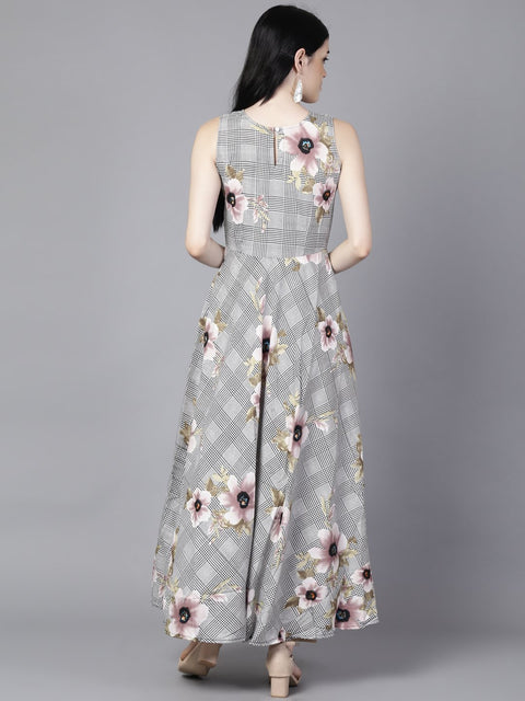 Daima Women Black (Multi) Floral Printed Round Neck Fit and Flare Dress