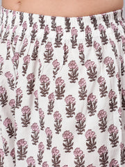 Women White & Pink Floral Printed Palazzo