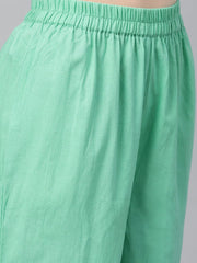 Nayo Light green Multi printed Straight kurta set with Solid Green Pants