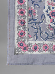 Women Grey Three-Quarter Sleeves Straight Kurta With Palazzo and Dupatta with pockets And Face Mask