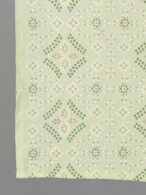 Women Green Three-Quarter Sleeves Straight Kurta With Palazzo and Dupatta with pockets And Face Mask