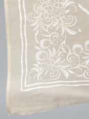 Women Beige Floral Printed Straight Kurta With Plazo & Dupatta