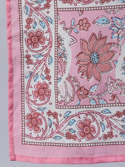 Women Pink Printed Flared Kurta With Trouser & Dupatta