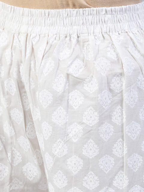 Women Off-White Printed A- line Kurta With Palazo & Dupatta