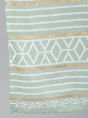 Women Green Printed Straight Kurta With Plazo & Dupatta