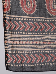 Women Black & Maroon Ethnic Motif Printed Sleevesless Straight Kurta With Palazzo And Dupatta