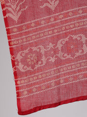 Women Red Printed Flared Kurta With Trouser And Dupatta