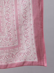 Women Pink Ethnic Printed Flared Kurta With Trouser And Dupatta