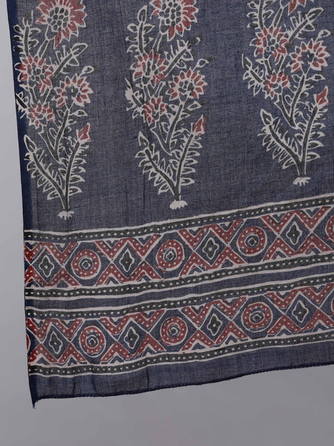 Women Blue Ethnic Printed Kurta With Trouser And Dupatta