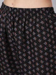 Women Black Ethnic Printed Kurta With Trouser And Dupatta