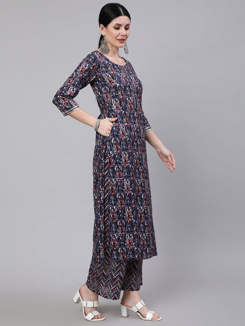 Women Multi Printed Straight Kurta With Palazzo & Dupatta