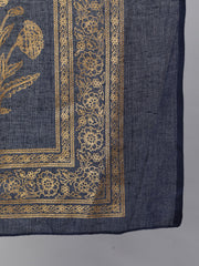 Women Navy Blue Ethnic Printed Kurta With Palazzo And Dupatta