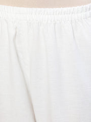 Women White Solid Pant With Lace Details