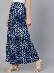 Women Blue Panelled Plazo With Side Pockets