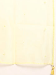 Women Yellow Lace Detailing Kurta With Trouser And Scalped Dupatta