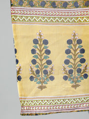 Women Navy Blue & Yellow Floral Printed Straight kurta with Plazo & Dupatta